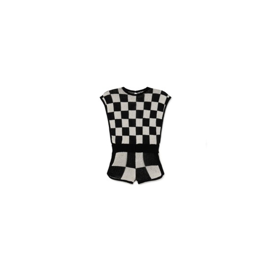 Tribal Knit Short Jumpsuit  Check
