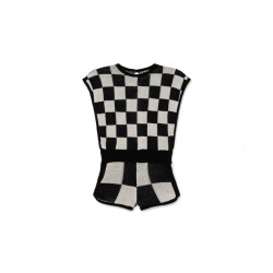 Tribal Knit Short Jumpsuit  Check