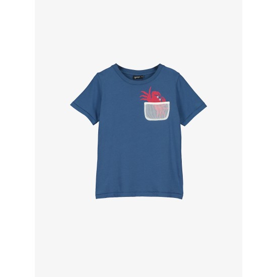 CRAB MESH POCKET TEE  NAVY