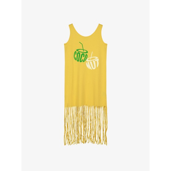 COCONUT FRINGED DRESS YELLOW