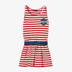 STRIPED WAIST DRESS RED STRIPES