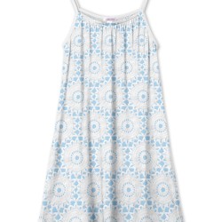 Crochet Print Beach Dress  Blue
