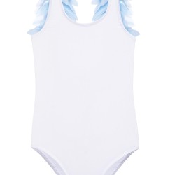 White Tank with Blue Petals