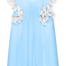 Blue Cotton Beach Dress with Tassels