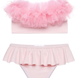 Pink Draped Bikini with Tulle