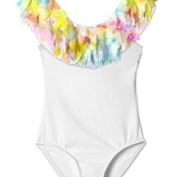 White Swimsuit with Citrus Petals