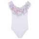 White draped swimsuit with Unicorn Petals