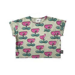 HAPPY FLOWER Cropped T-shirt  Sea Spray