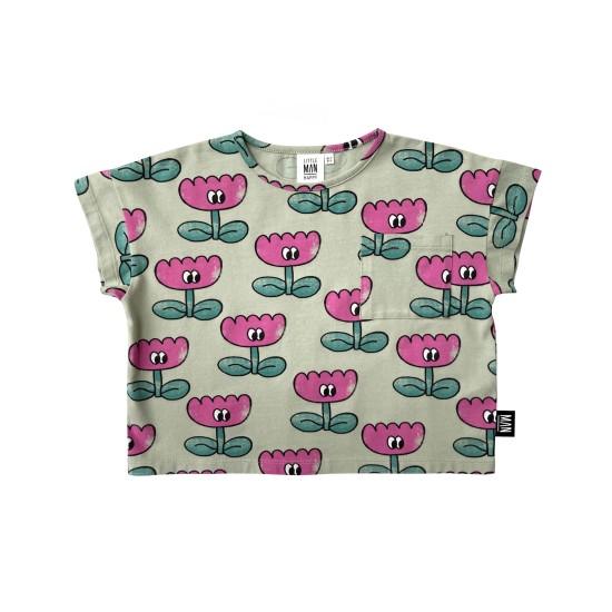 HAPPY FLOWER Cropped T-shirt  Sea Spray