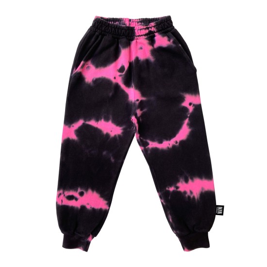 SHOCKING PINK TIE DYE Sweatpants  Black