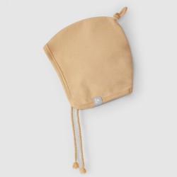 Beanie in plush with knotAlmond