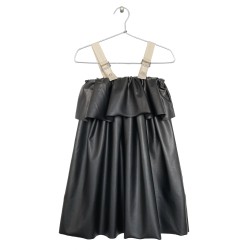 Buckle Stap Faux Leather DressBlack