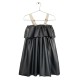 Buckle Stap Faux Leather DressBlack