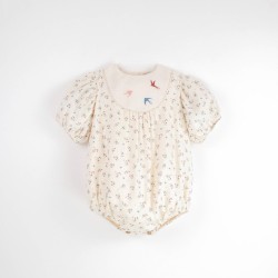 Embroidered Romper Suit w/ Yoke  Floral