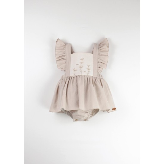 Romper Suit w/ Frill  Sand