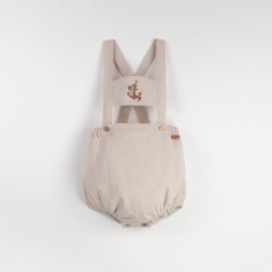 Anchor Motif Dungarees w/ Straps  Sand