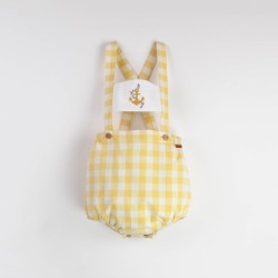 Anchor Motif Dungarees w/ Straps  Yellow Check