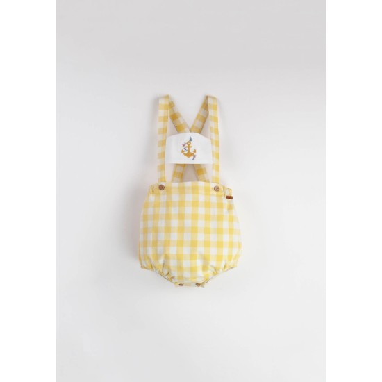 Anchor Motif Dungarees w/ Straps  Yellow Check