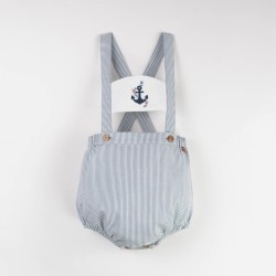 Achor Motif Dungarees w/ Straps  Striped