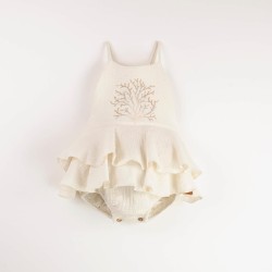 Coral Motif Romper Suit  Off-White