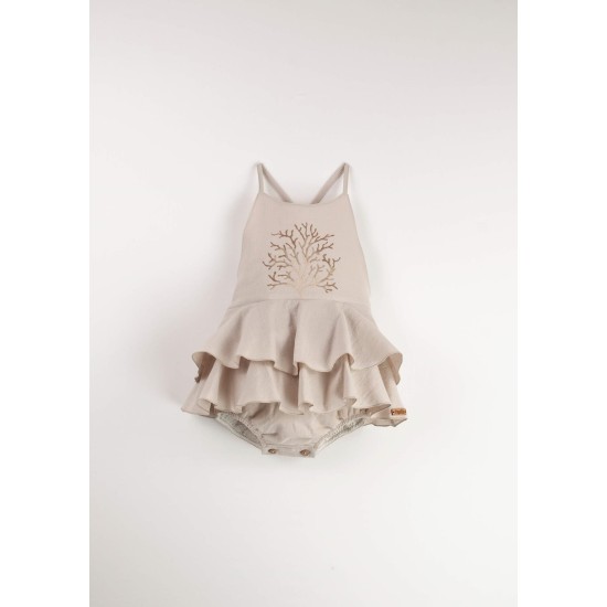 Coral Motif Romper Suit  Sand