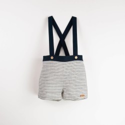 Embroidered Dungarees w/ Straps  Striped