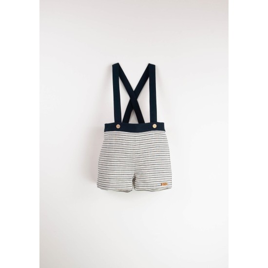 Embroidered Dungarees w/ Straps  Striped