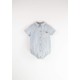 Striped romper suit with shirt collar