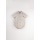 Sand Striped romper suit with shirt collar