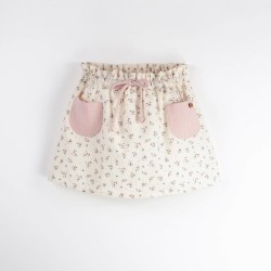 Skirt with pink textured pocket