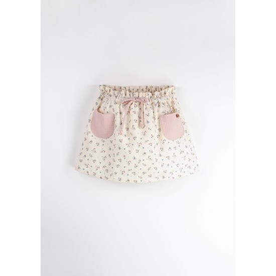 Skirt with pink textured pocket
