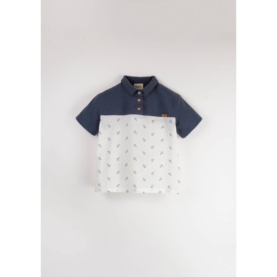 Embroidered Anchor motif contrasting shirt