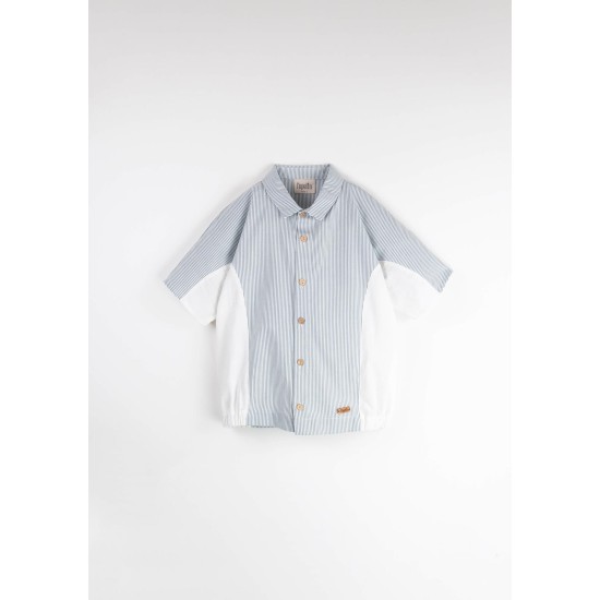 Navy Blue striped shirt with side panel