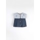 Navy Blue blouse with bib collar