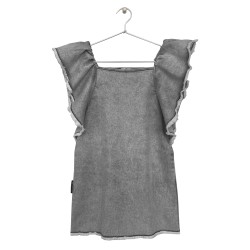 Ruffled Denim Dress  Black