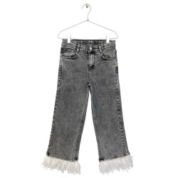 Embellished Denim Trouser  Black