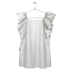 Ruffled Denim Dress  Silver
