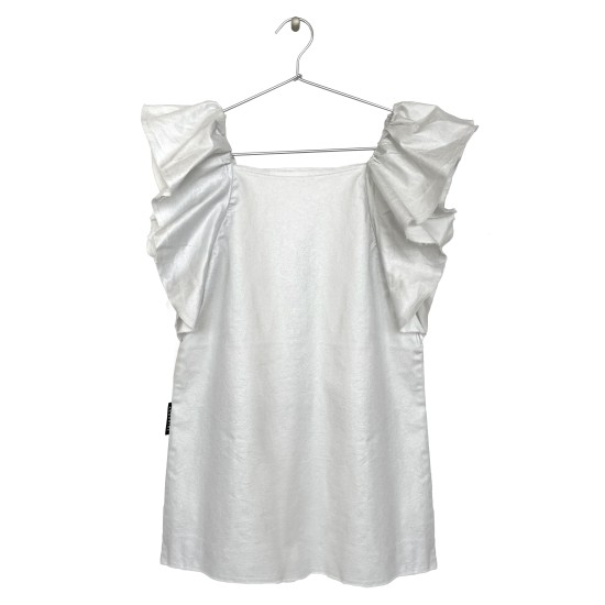 Ruffled Denim Dress  Silver