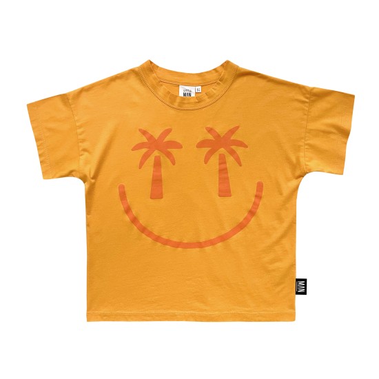 Palm Smiley Boxy T-Shirt-  Golden Apricot