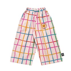 Grid Wide Leg Pants- Multicolored