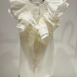 Linen Dress with Ruffles on the backwhite