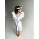 Linen Dress with Ruffles on the backwhite
