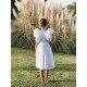 Linen Dress with Ruffles on the Shoulderwhite