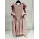Linen Dress with Ruffles on the Shouldersdusty pink