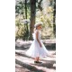 Linen Dress with Lace and Ruffleswhite