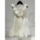 Linen Dress with Lace and Ruffleswhite