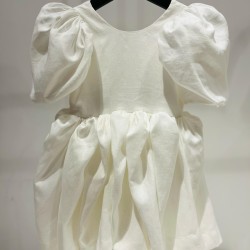 Linen Dress with Puffy Sleevesivory