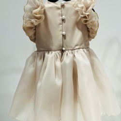 Oganza Dress with Ruffles on the Shouldersbeige