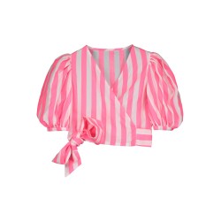 Carousel Top  white & neon pink
