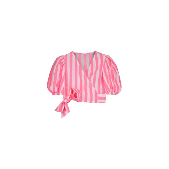 Carousel Top  white & neon pink